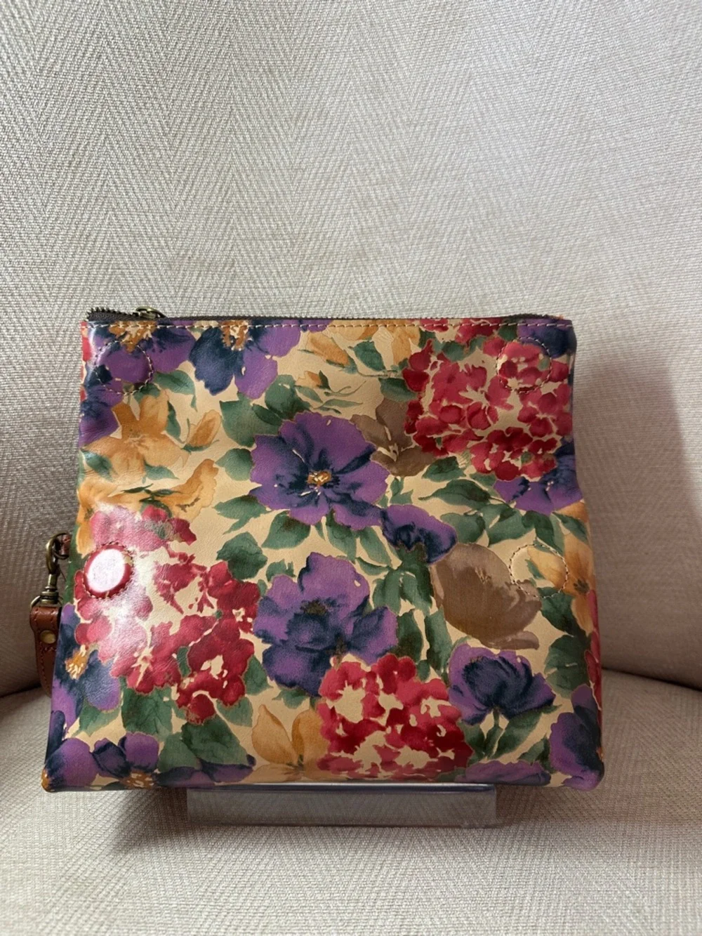 Patricia Nash Floral Fold-Over Leather Wristlet Clutch - Multi